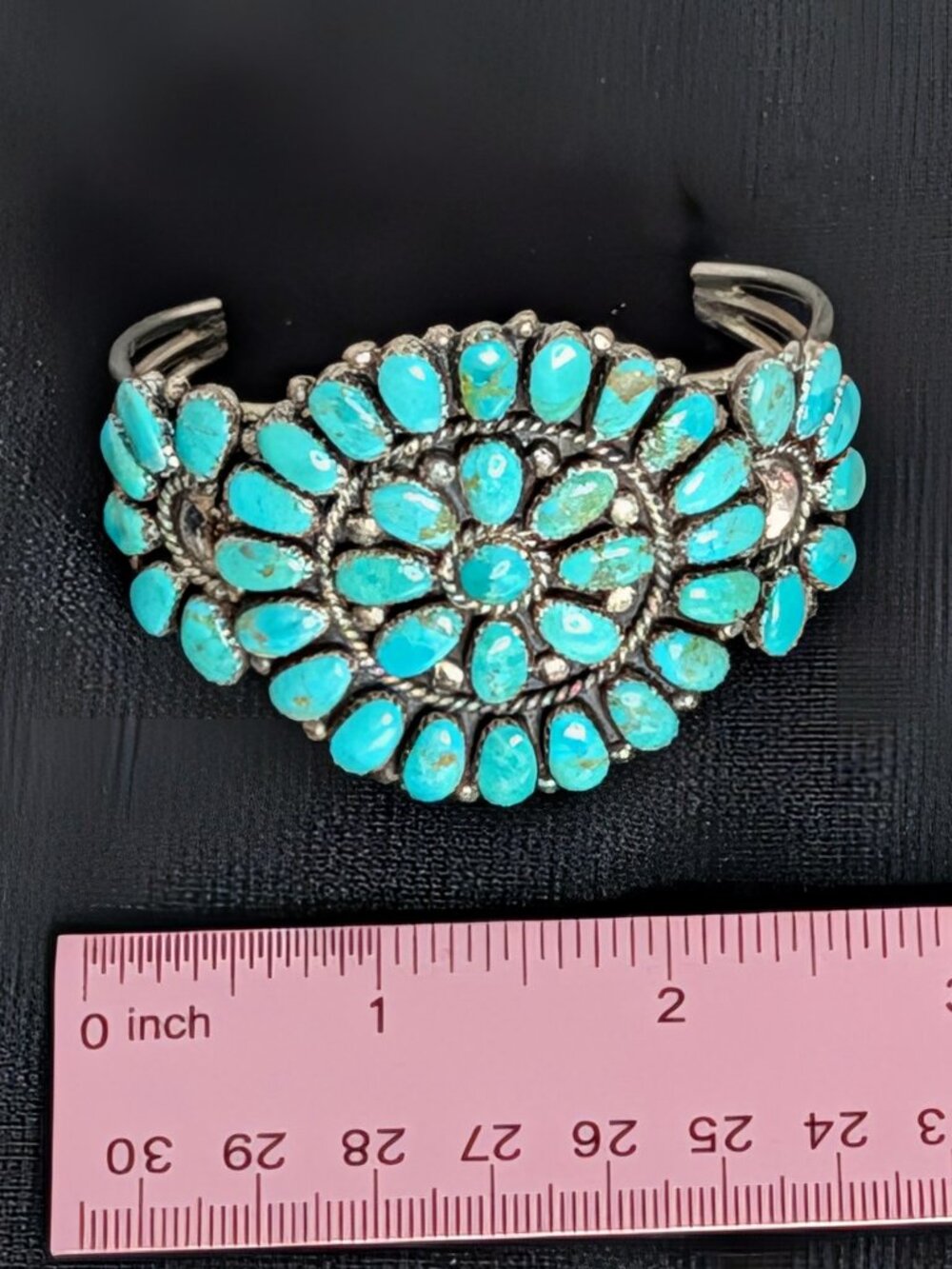 Large Signed NAVAJO Native Turquoise Sterling Silver Juliana Williams Bracelet